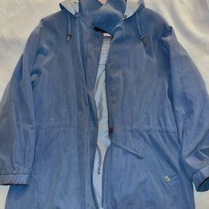 London Fog Casablanca blue cinched waist rain jacket